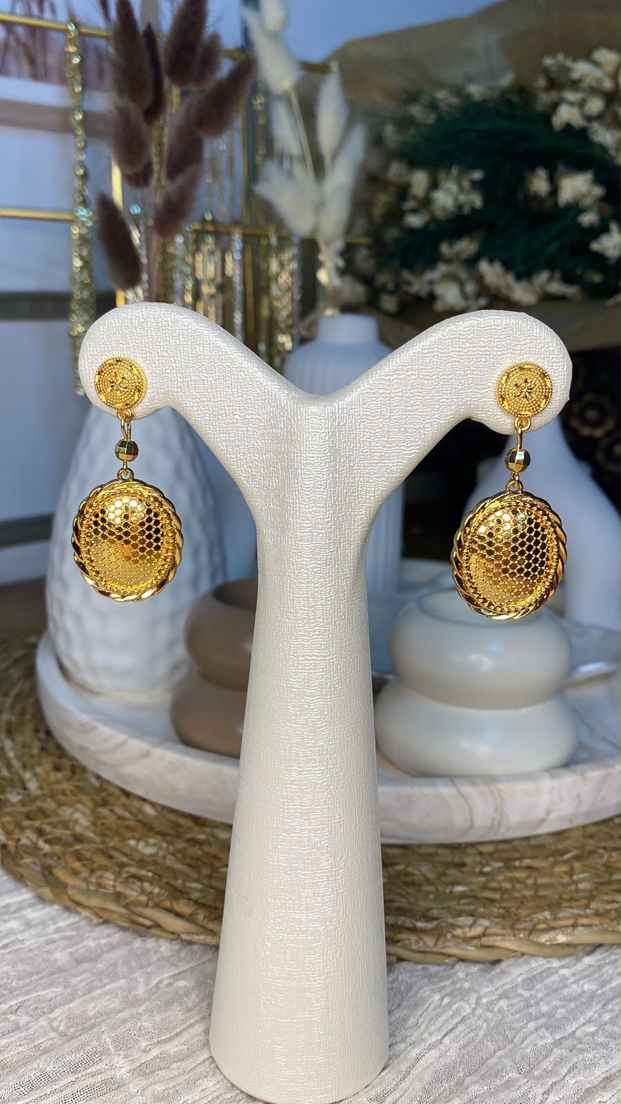 Pullu Oval Sarkıt Küpe_2